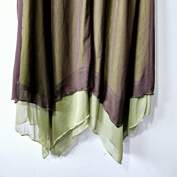 Vtg Mariposa Fairy Midi Dress Size M Green Sheer Layered Y2K Fairycore Whimsical - Picture 5 of 7